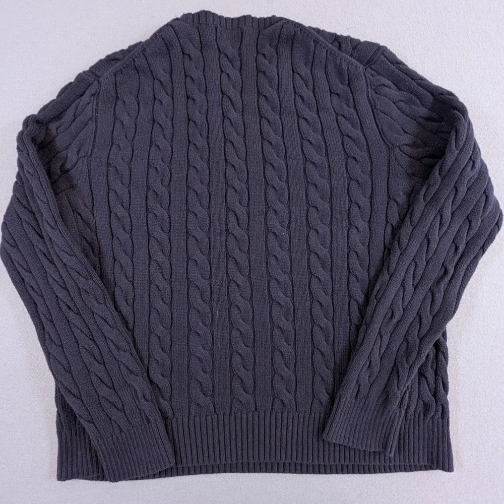 Polo Ralph Lauren‎ Cable Knit Sweater Mens XL Navy Blue Crew Neck Pony Logo